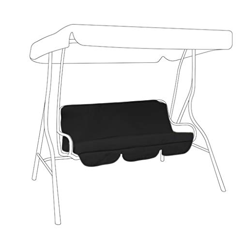 Gardenista Garden Swing 3 Seater Hammock Bench Cushion | Canopy Outdoor Patio Furniture Replacement Cushion Seat Pad | Water Resistant Seat and Back Cushion | Soft Comfy and Durable (Black) — image 1