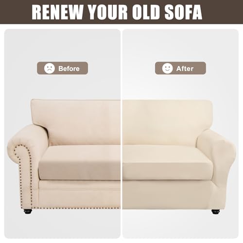 Searchi Stretch Sofa Cover Couch Cover, 3 Pieces Loveseat Slipcover With 2 Separate Cushion Cover, Washable Furniture Protector For Living Room thumb #6