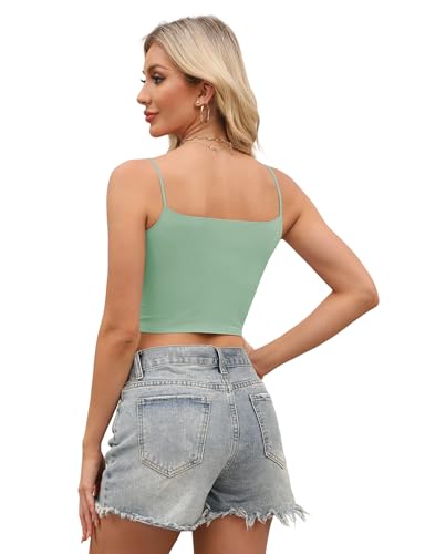 Image of Buauty 2 & 4 Packs Crop Tank Top for Women, Basic Solid Cropped Double Layer Spaghetti Strap Short Sleeveless Camisole