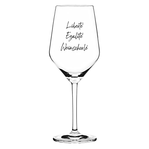 Sand & Soda 9500005 - Copa de vino moderna con texto en alemán Liberté, Egalité Weinschorlé, caja de regalo – Fabricado en Alemania