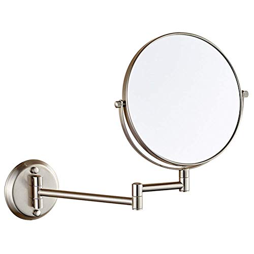 Miroir de maquillage mural pivotant 360° avec verre double face et extension articulée