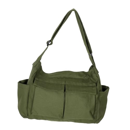 Sac en toile vintage petit format besace verte mixte pour loisirs et étudiants