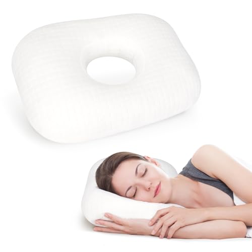 Ear Piercing Pillow for Side Sleepers, Ear Pillows with Holes for Pain, Earring Inflammation Pressure Sores, Cotton Earring Pillow for CNH Side Sleepers