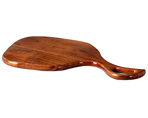 Image of Nestroots Wooden Serving Platter - Cheese, Snack, Pizza Tray With Handle - Round Board (Brown, 12 x 7 x 1 inch)