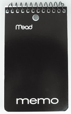Mead 45354 Memo Book bloc notes format 3x5 pouces à spirale supérieure assorti