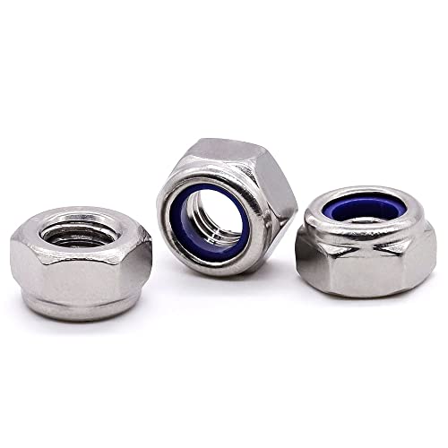 Glvaner M12-1.5Mm (10 Pcs) Stainless Steel Hex Locknuts Fine Thread Unf, 304 Stainless Steel Hexagon Lock Nuts With Blue Nylon Insert, Full Thread Coverage #TOP6