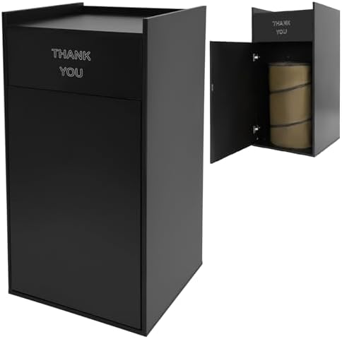 Restaurant Trash Can Cabinet, Commercial Trash Can 27Qt, Hidden Large Trash Bin, Garbage Receptacle Indoor with Tray Holder for Restaurants, Coffee Shop,Library or Bar (Black)