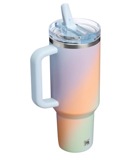 Image of STANLEY Quencher ProTour Flip Straw Tumbler with Leakproof Lid 40 oz | Built-In Straw & Handle | Cupholder Compatible for Travel | Insulated Stainless Steel Cup | BPA-Free | Sunrise Spiral