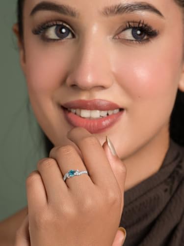 Image of Clara 925 Sterling Silver Blue Zirconia Adjustable Ring for Women