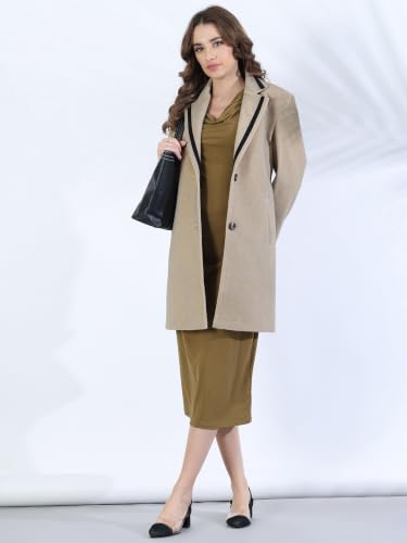 Image of PLAGG Women's Notched Lapel Long Overcoat