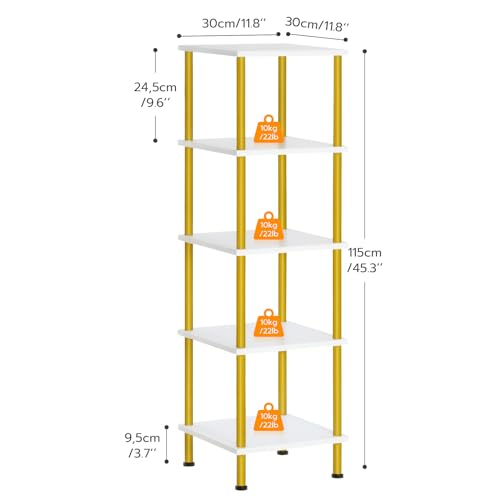 image for HOOBRO 5-Tier Corner Shelf Stand, Corner Square Rack Display Shelf, Ta