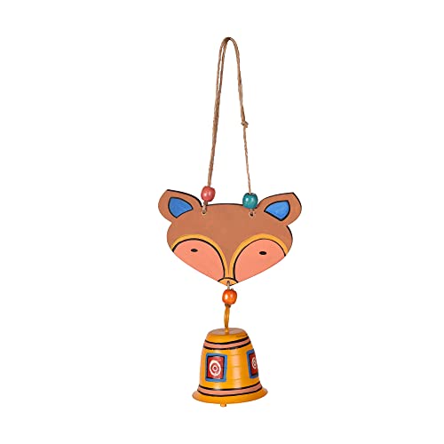 Image of Aakriti Art Creations Foxy Brown Wind Chime | Handmade Modern Art Wooden & Metal Wind Chime | Matte Decorative Wind Chimes for Balcony, Garden, Living Room & Gifting
