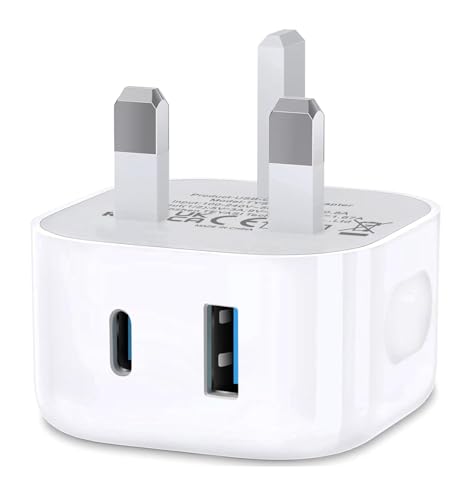 Bediaca USB C Fast Charger Plug Dual Port Micro USB Plug Type C Wall Power UK Compatible with iPhone 17/16/15/15 Pro Max 14/14 Pro/14 Pro Max/13/13 Pro/13 Pro Max/12/12 Pro Max/11 Pro/iPad