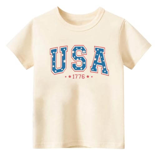 Kids Patriotic 4th of July Shirt - Funny Red White and Blue T-Shirt for Boys Girls 2-8 Years