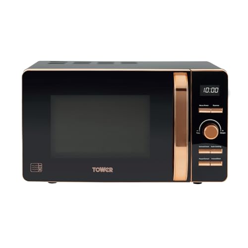 Tower Digital Microwave with 60-Minute Timer and 8 Autocook Settings 20L 800W Black and Rose Gold T24021