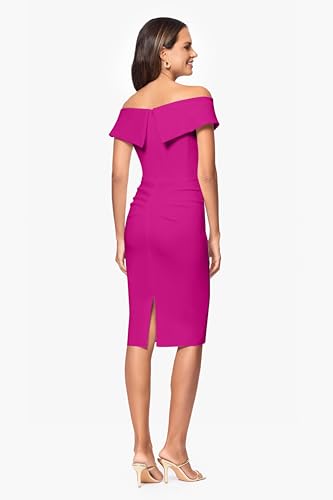 Image of Xscape Women's Bodycon Midi Off-The-Shoulder Ruffle Dress with Center Back Zipper, Petite & Plus Size