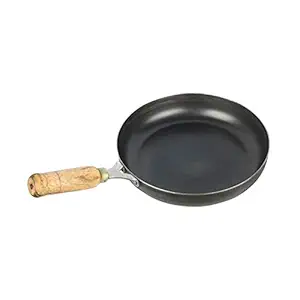 The Indus Valley Pre-Seasoned Iron Fry Pan with Wooden Handle | Medium, 24.7cm/9.7 inch, 1.5Ltr, 0.9kg | Induction Friendly | Pre-Seasoned Fry Pan, 100% Pure & Toxin-Free, No Chemical Coating