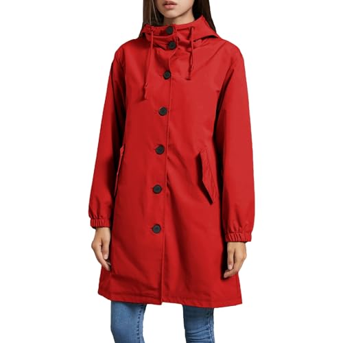 Gabardinas Ligera para Mujer Larga Elegante Chaqueta Entretiempo Chaquetas Rompevientos con Capucha Holgada Cómoda Transpirable Parka Cortavientos para Exteriore Abrigo Gabardina Casual Talla grande
