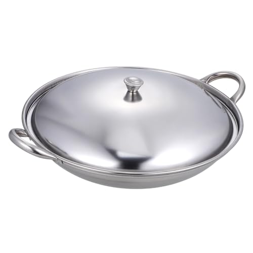 ULTECHNOVO Olla Inoxidable con Tapa Desbordamiento Doble Asa Plano para Distribución Uniforme de Calor Capacidad para Reuniones y Cocina con Estufas de Alcohol