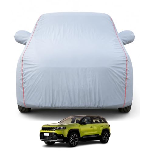 Image of Premium Car Cover for Jeep's Compass 2021-2026 Models | Waterproof, UV & Dust Protection | Mirror & Antenna Pocket | Triple Stitched, Soft Inner Lining, Belt & Buckle (Dark Grey)