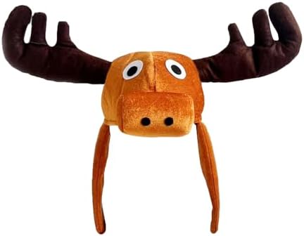 PURFUN Funny Large Antler Moose Earflap Trapper Hat Funny Animal Theme 3D Elk Moose Hooded Cap Men Women Cosplay Halloween Christmas Reindeer Costume Full Hood Hat Headwear Accessory Favor image 5
