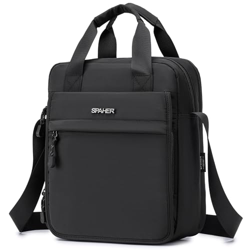 SPAHER Borsello Uomo Tracolla Borsa Tracolla Grande per Ipad 11 Pollici Borse a Spalla da Uomo...