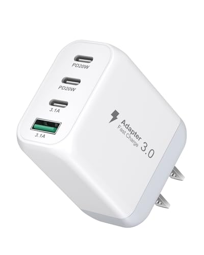 USB C Charger Block, 40W USB C Charger PD Power Adapter+QC Wall Plug Multiport USB Type C Fast Charging Block 4 Port Fast Charging Cube for iPhone 15/15 Pro/ 15 Pro Max/15 Plus/14/13/12, iPad, Samsung