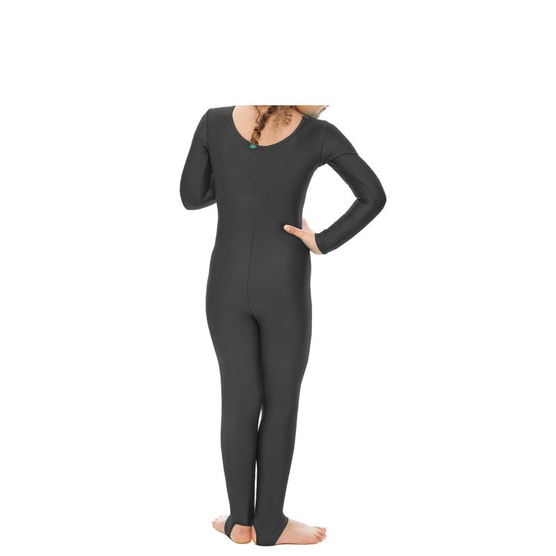 R&N FASHIONS - Girls Shiny Nylon Long Sleeve Stirrup Catsuit - Full Body - Leotard – Performance Wear- Comfortable Fit - Perfect for Dance, Ballet, Gymnastics