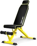 Adjustable Weight Bench,1000 LB Fast Folding Workout Bench for Home Gym Strength Training, Incline Decline Flat Utility Bench Press for Full Body Workout, Upright Storage Yellow Exercise Bench (Yellow