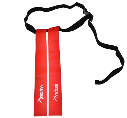 Precision Training Rugby Tag Belt - Durable and Adjustable Aid for Juniors and Senior Players, Quick Release Clip, Touch Fastener Tags, Fits 18" to 46" Waist, Red