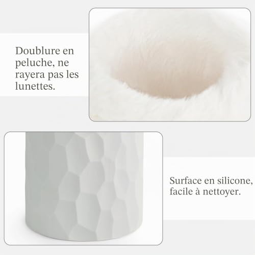 Mkono Support de lunettes doublé en peluche - Support de protection anti-rayures, gris, taille unique – vue 6