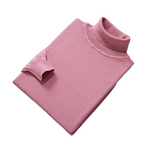 Vogrtcc Jersey de invierno de manga larga y cuello vuelto para hombre, rosa, S