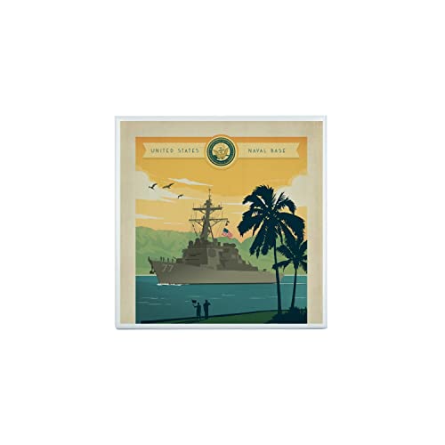 Fabulous Carreau Ceramique Décoratif 10,8 x 10,8 cm - Pearl Harbor Hawaii Affiche Poster Vintage Voyage Art Deco