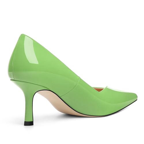 Image of Women Pointed Closed Toe 2.5 Inch Kitten Heel Slip On Pumps | Elegant Comfort Formal Dress Footwear, Versatile Ladies Shoes For Office Wedding Party Evening Daily Occasions