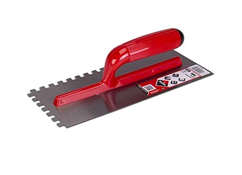 Preisvergleich Produktbild Chenjinxiang01 Edelstahl-Spachtel, gezahnt, Kunststoffgriff, Batchmesser, Spachtel, Knetmesser, Fliesenmesser, Handwerkzeuge, rot, 3 mm