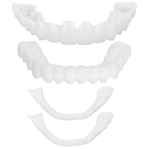 1 Pairs Clip in Instant Veneers Dentures Fake Teeth, Veneers Teeth Top and Bottom Set, Missing Tooth Replacement Kit Confident Smile Comfortable Dentures for Men and Women