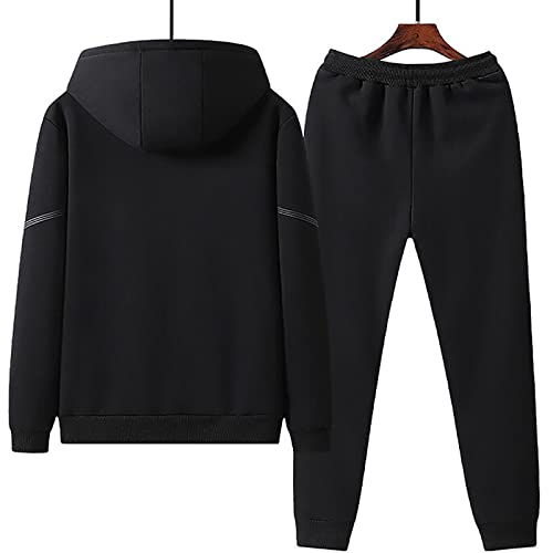 Men's Lamb Wool Tracksuits Zip Up Coat Thick Hoodies + Pants Set Sportswear Winter Sweatshirt Fleece Jacket2