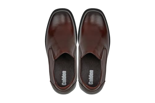 Image of Calden Men's Invisible Height Increasing Elevator Shoes - Dark Brown Leather Slip-on Lightweight Casual Loafers - 3.3 Inches Taller - K31713 - Size 9.5 D(M) US