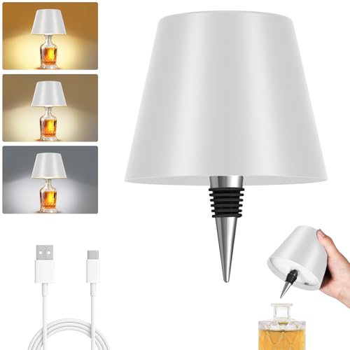 Fintoriel Rechargeable Wireless Bottle Lamp Metallic White