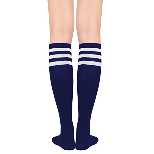 Zando Women's Knee High Socks Classic Knee Socks Opaque Thigh High Stockings Casual Tube Socks Striped Athletic Socks3