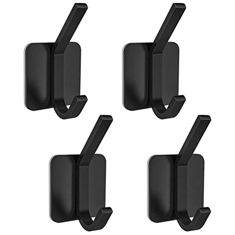 Annlend Adhesive Hooks - Stick Wall Hooks for Towel Robe Coat Bathroom,Bedroom,Kitchen - Black 8 Pack Cover