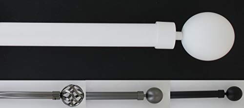 MadeInNature Tringle à Rideaux, Kit Complet métal, Diamètre 28 mm, Couleur et Longueur réglable et au Choix, (Gaia Blanc Mat, 120x210 cm)