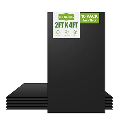 Noooza 2ft x 4ft Ceiling Tile - Easy Drop-in Installation – Waterproof, Washable and Fire-Rated - High-Grade PVC to Prevent Breakage Pack of 10, Black