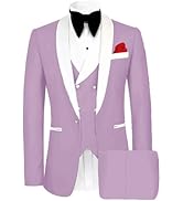 Wangyue Mens Tuxedo Suit for Men 3 Piece Suit Men Slim Fit Suits One Button Shawl Lapel Wedding S...