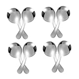 ULTECHNOVO 8 piezas Cucharas Pequeñas de Acero Inoxidable Mini Cucharas Cortas para Azúcar Postres Café Helados Uso Portátil Casa y Exteriores