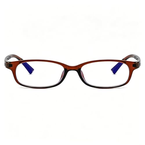 HJSTES Retro Clear Rectangle Glasses for Women Men Fake Blue Light Blocking Lens Narrow Frame Non Prescription Eyeglasses(Brown)