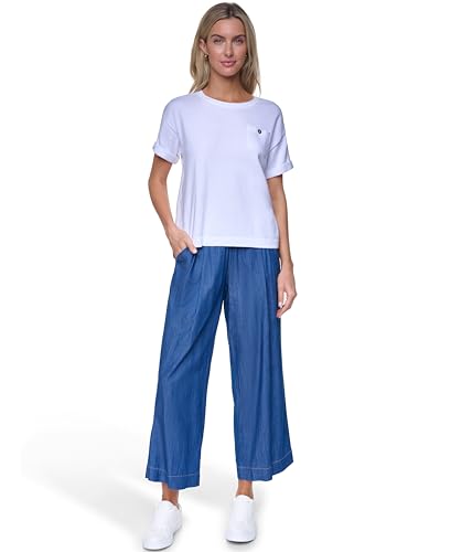 Image of Nautica Women's Crew Neck Solid Short Sleeve Sweater