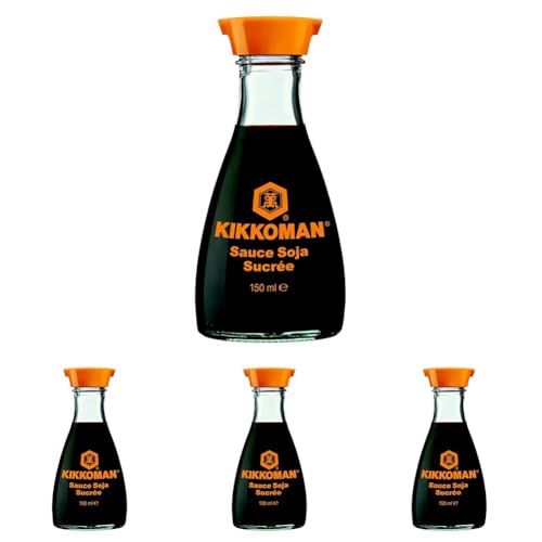 Kikkoman Salsa Di Soia Dolce, Ricetta Tradizionale Con Soia, Grano, Acqua E Sale, Per Cucinare A Tavola, Adatta Per Carne, Verdure E Dessert, Confezione Classica, Dispenser, color Nero, 150 ml