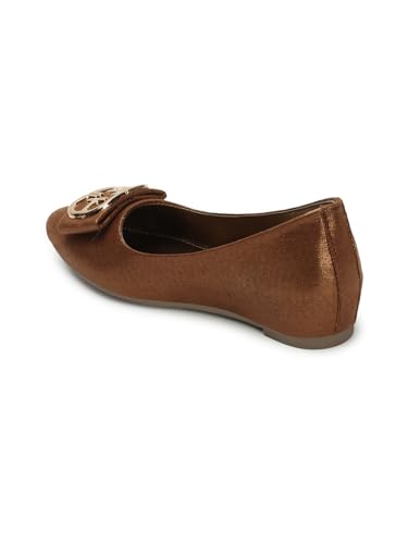 Image of ELLE Women's Wedge Heel Slip-On Bellies with Statement Buckle