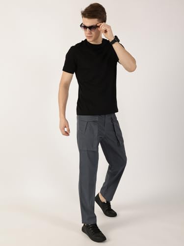 Image of Thomas Scott Men's | Solid | Light Weight | Breathable Fabric | Mid Rise | Regular Fit | Cotton Blend | Button Waist | Cargo | Trouser | Pants